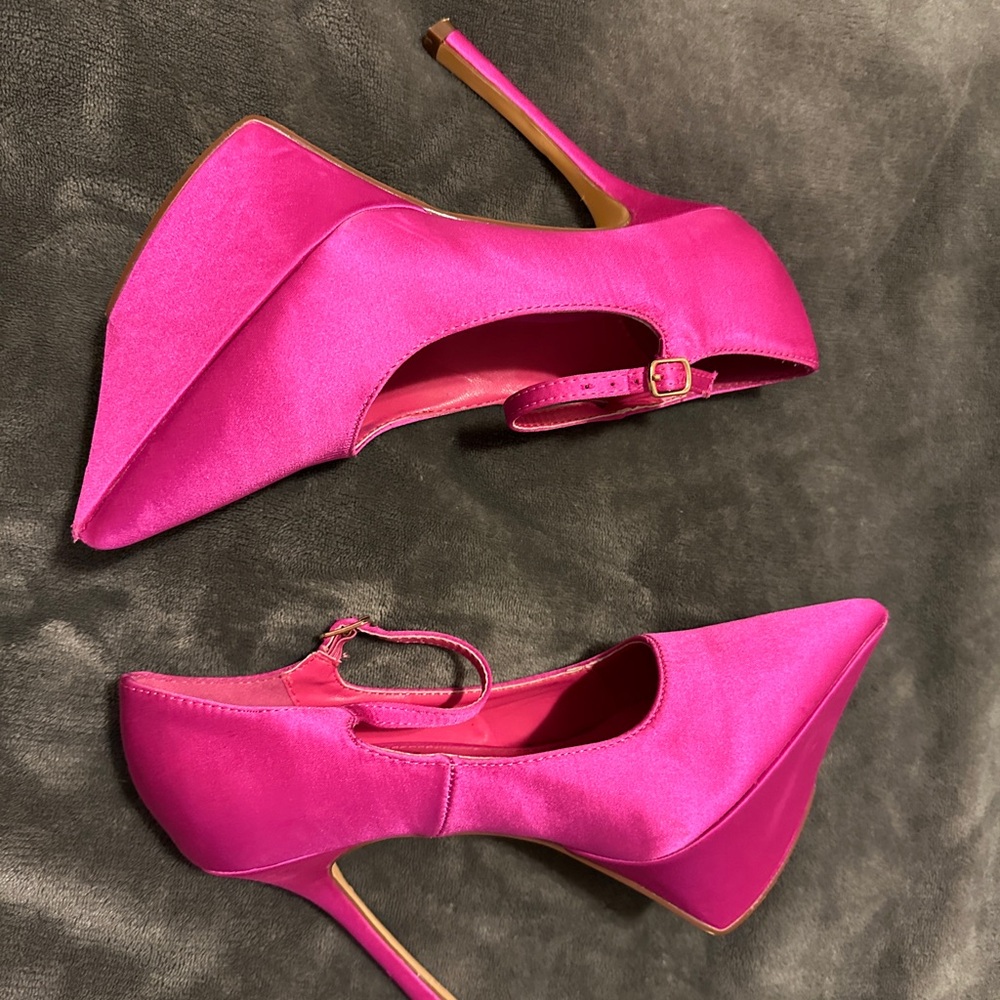 SHEIN Pink Elegant High Heels with Ankle Strap